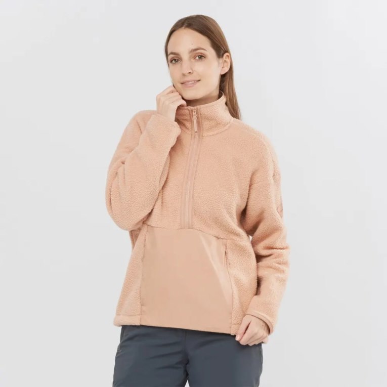 Chaquetas Salomon Snowshelter Teddy Full Zip Mujer Albaricoque | MX UNJS678